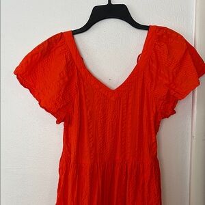 Sonoma Bright Orange V-Neck Mini Dress